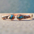Handmade Gemstone Cuff Bracelet, Teardrop Turquoise Copper Bangle