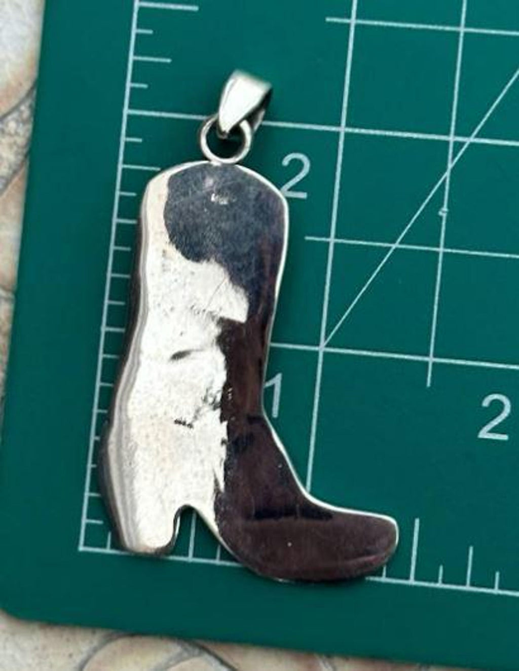 Cowboy Boot Pendant with Turquoise, Sterling Silver Southwestern Necklace