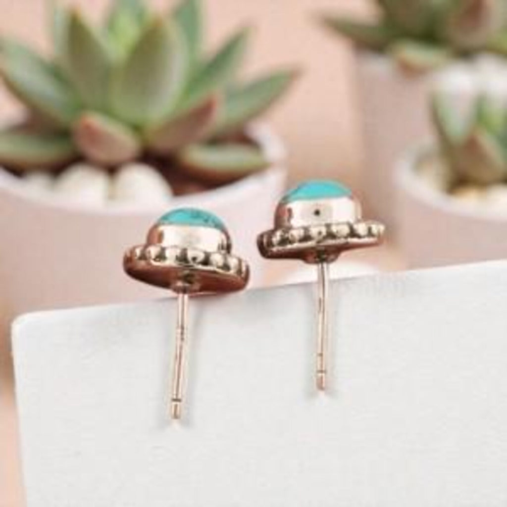 Genuine Turquoise Stud Earrings, Boho Southwestern Jewelry