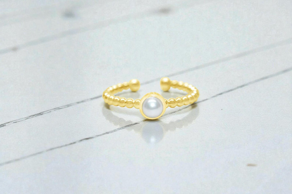 Sterling Silver Bezel Gemstone Ring | Adjustable Stacking Ring