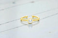 Sterling Silver Bezel Gemstone Ring | Adjustable Stacking Ring