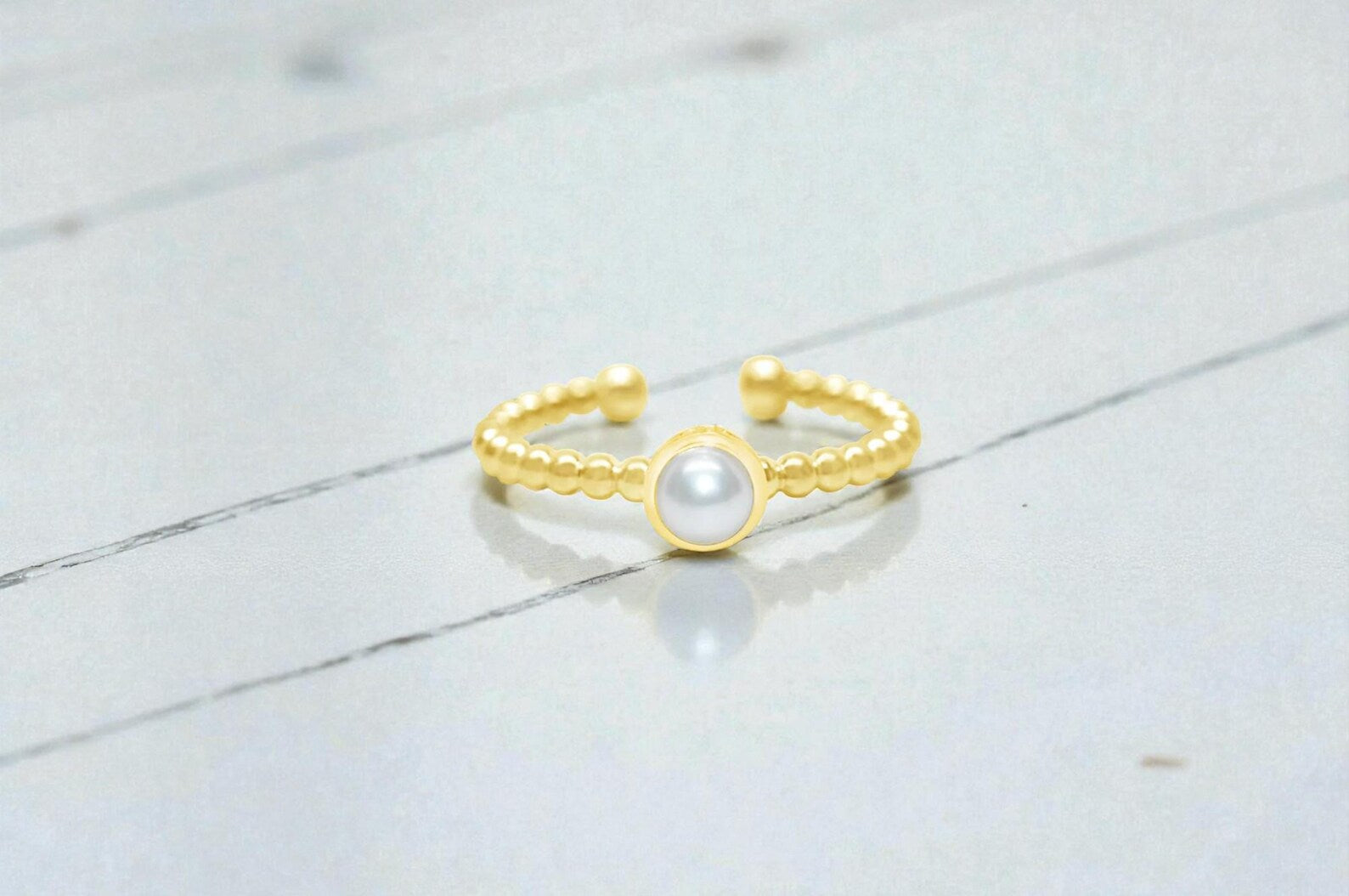Sterling Silver Bezel Gemstone Ring | Adjustable Stacking Ring