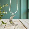 Handmade Sterling Silver Crescent Moon Pendant, Gemstone Necklace