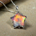 Sterling Silver Star Pendant Necklace with Iridescent Aura Opal