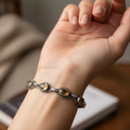 Vintage Style Citrine Sterling Silver Bracelet, Toggle Clasp