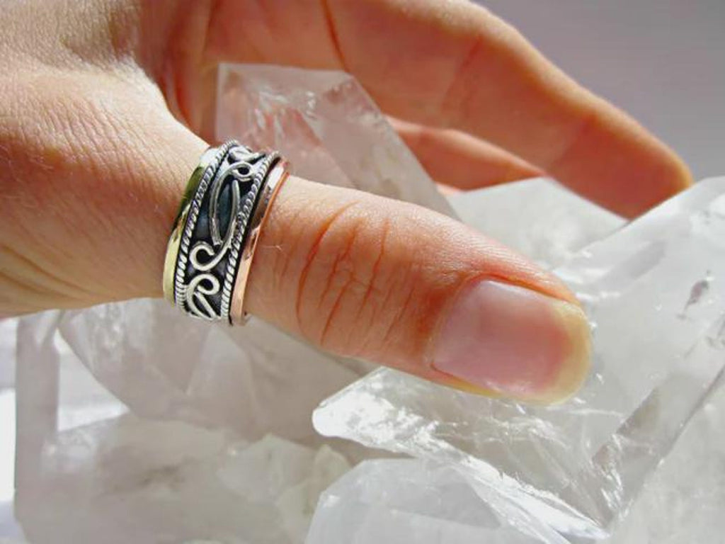 Sterling Silver Spinner Ring, Thumb Ring, Anxiety Relief Ring, Bohemian Jewelry, Meditation Ring, Statement Ring, Boho Ring for Women