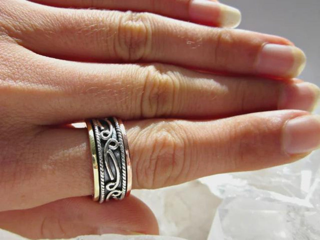 Sterling Silver Spinner Ring, Thumb Ring, Anxiety Relief Ring, Bohemian Jewelry, Meditation Ring, Statement Ring, Boho Ring for Women