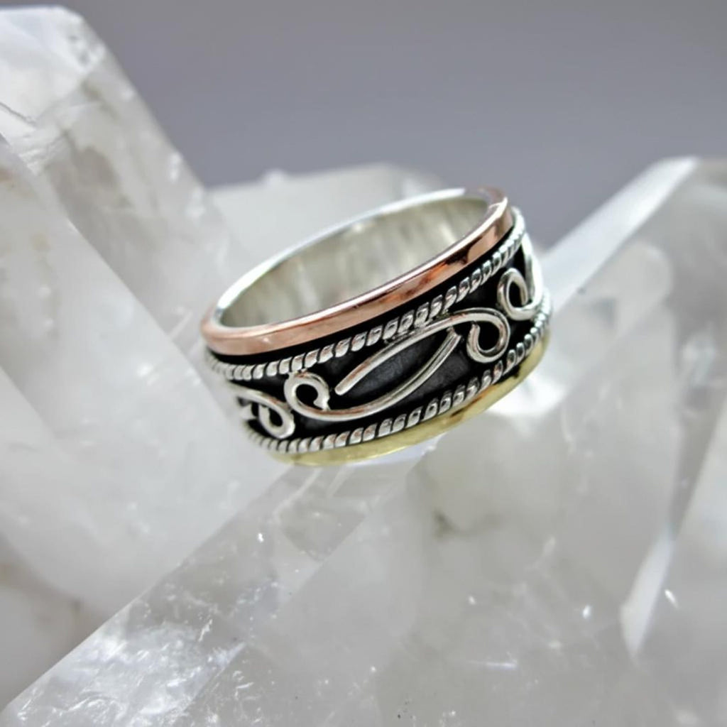 Sterling Silver Spinner Ring, Thumb Ring, Anxiety Relief Ring, Bohemian Jewelry, Meditation Ring, Statement Ring, Boho Ring for Women
