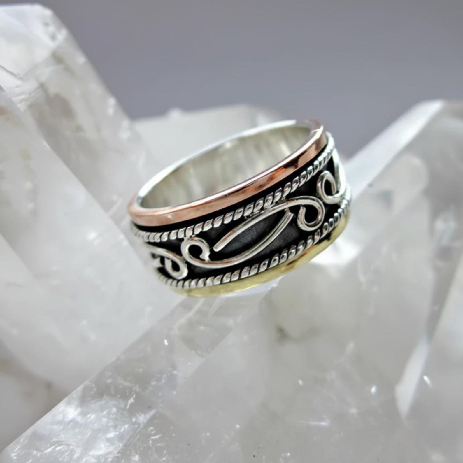 Sterling Silver Spinner Ring, Thumb Ring, Anxiety Relief Ring, Bohemian Jewelry, Meditation Ring, Statement Ring, Boho Ring for Women