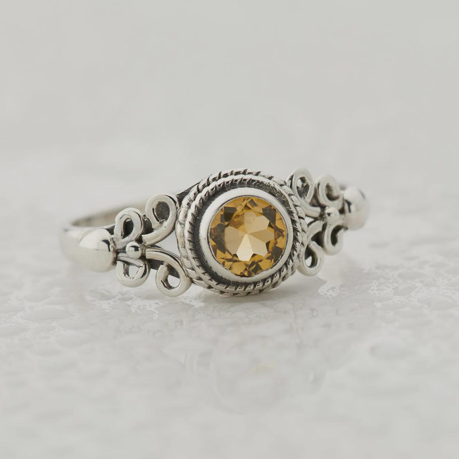 Sterling Silver Gemstone Ring with Natural Peridot, Garnet, Topaz, Citrine