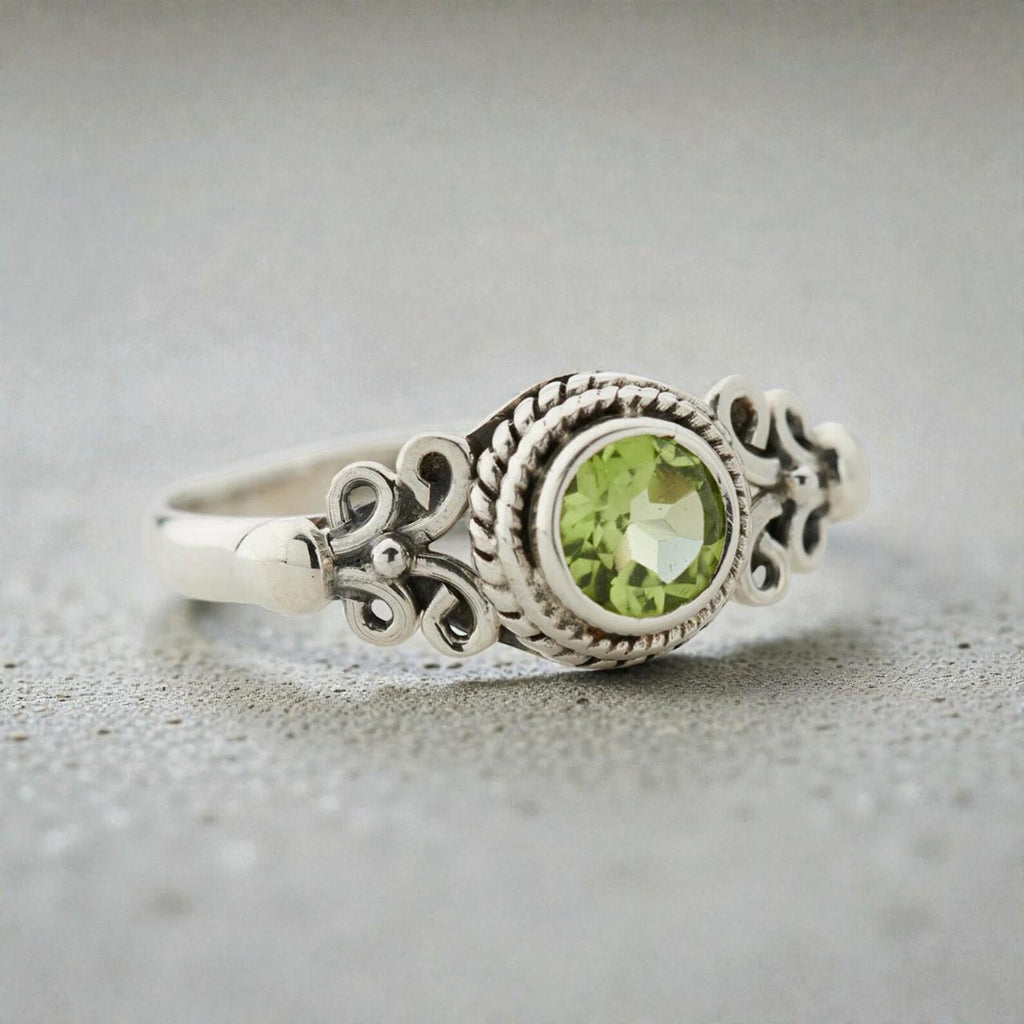 Sterling Silver Gemstone Ring with Natural Peridot, Garnet, Topaz, Citrine