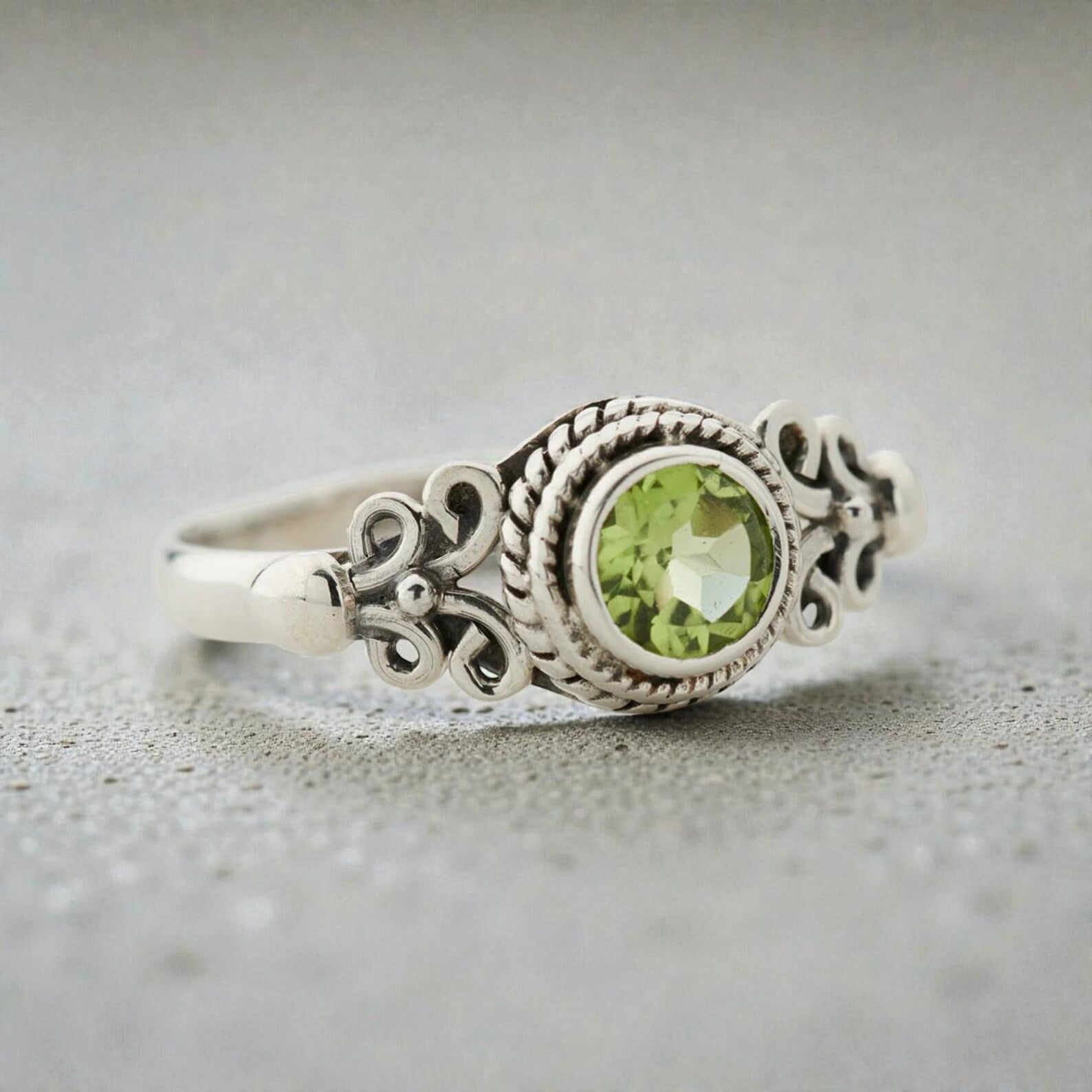 Sterling Silver Gemstone Ring with Natural Peridot, Garnet, Topaz, Citrine