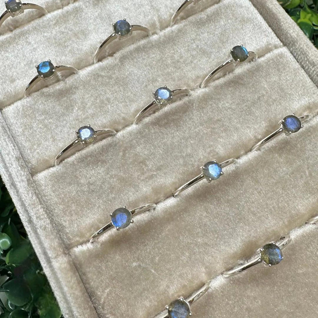 Sterling Silver Faceted Gemstone Ring | Minimalist Dainty Stackable Jewelry