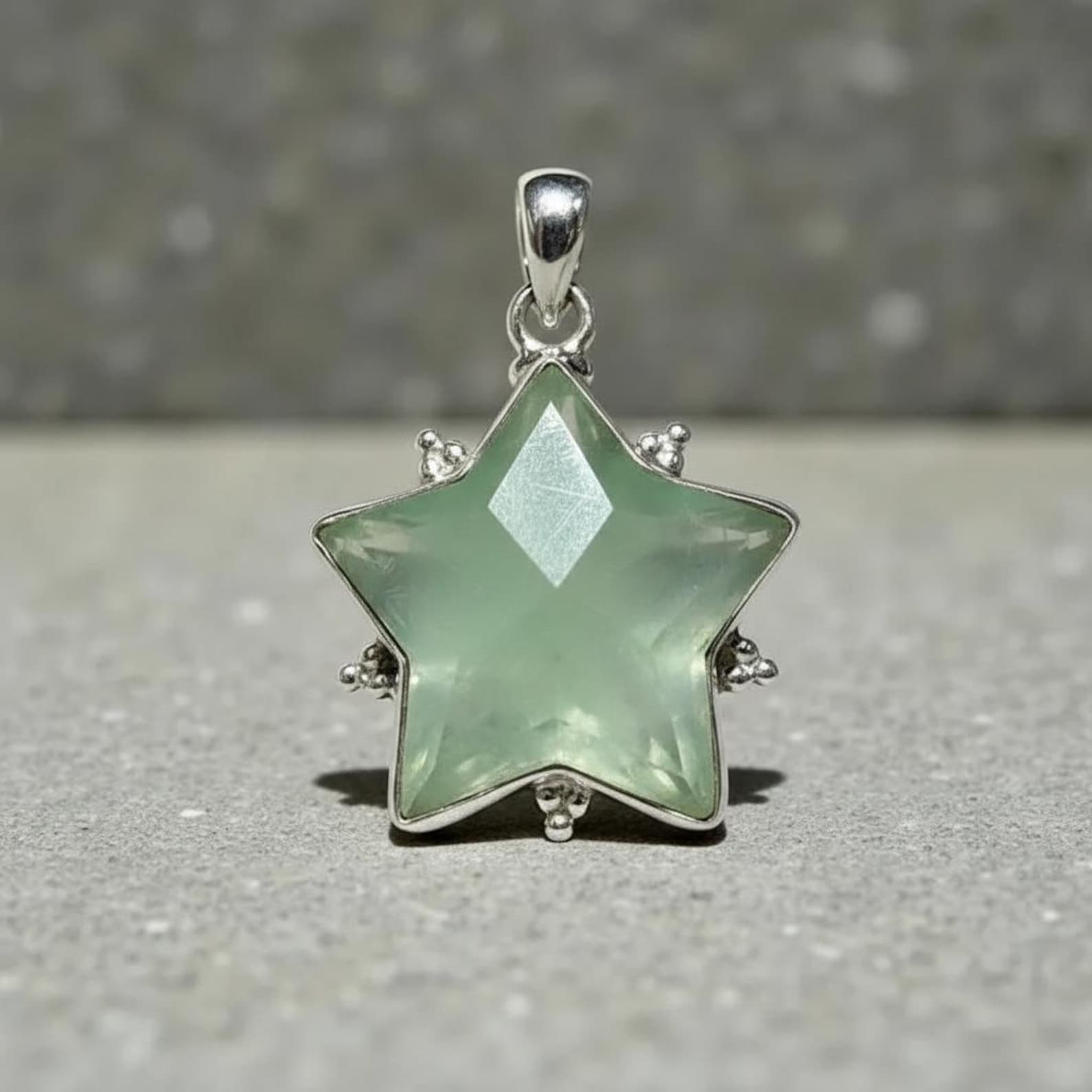 Sterling Silver Star Pendant Necklace with Iridescent Aura Opal