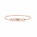 Mom Heart Bracelet, Sterling Silver or Rose Gold Bangle with Cubic Zirconia