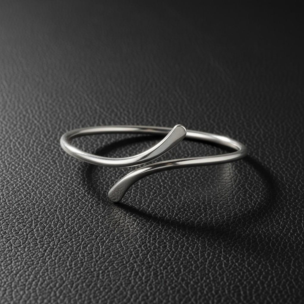 925 Sterling Silver Open Cuff Bangle – Minimalist Modern Bracelet for Women