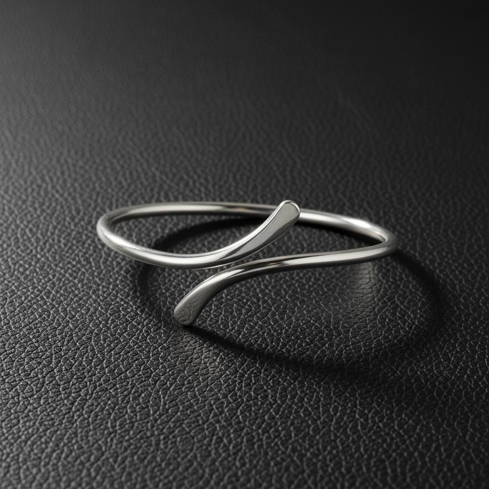 925 Sterling Silver Open Cuff Bangle – Minimalist Modern Bracelet for Women