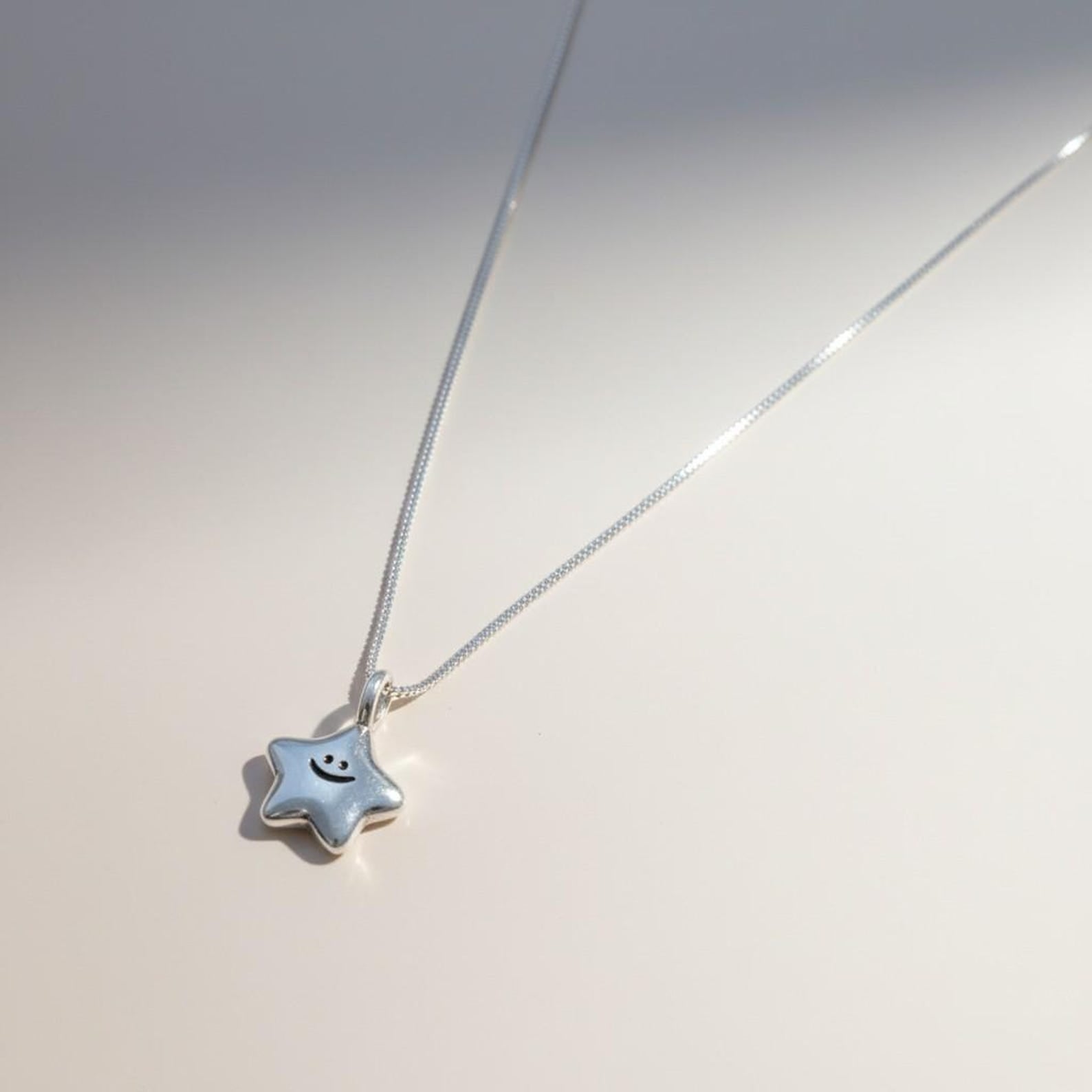 Sterling Silver Star Necklace | Dainty Smiley Pendant, Minimalist Everyday Jewelry