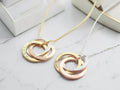 Custom Name Necklace with Interlocking Circles, Personalized Family Jewelry in Sterling Silver