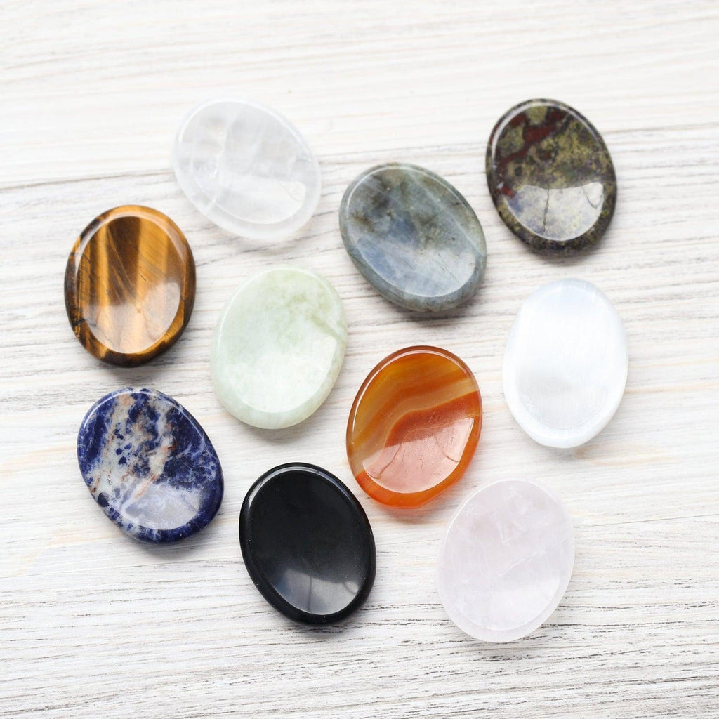 Polished Worry Stone for Anxiety Relief, Smooth Palm Crystal for Meditation