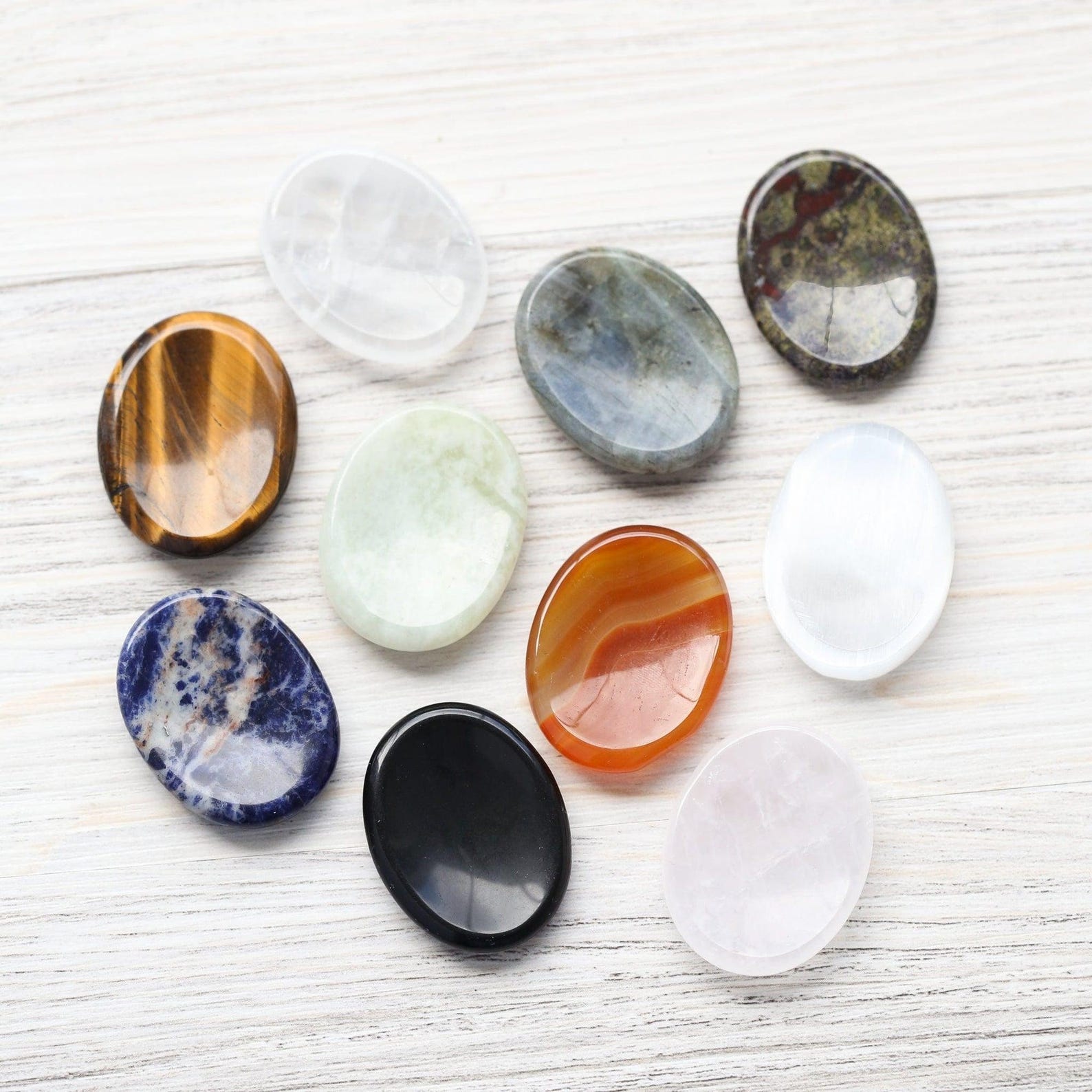 Polished Worry Stone for Anxiety Relief, Smooth Palm Crystal for Meditation