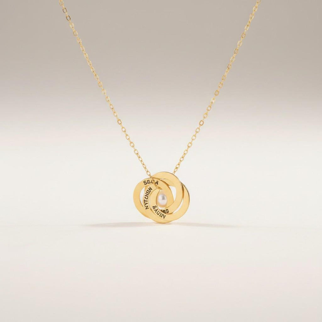 Custom Name Necklace with Interlocking Circles, Personalized Family Jewelry in Sterling Silver