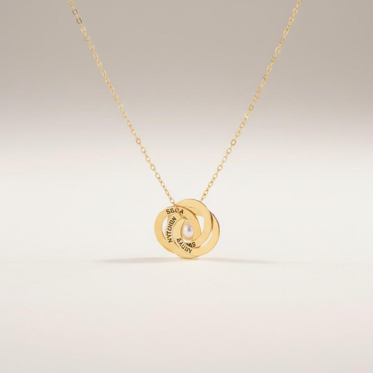 Custom Name Necklace with Interlocking Circles, Personalized Family Jewelry in Sterling Silver