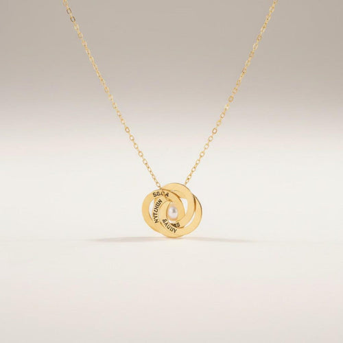 Custom Name Necklace with Interlocking Circles, Personalized Family Jewelry in Sterling Silver