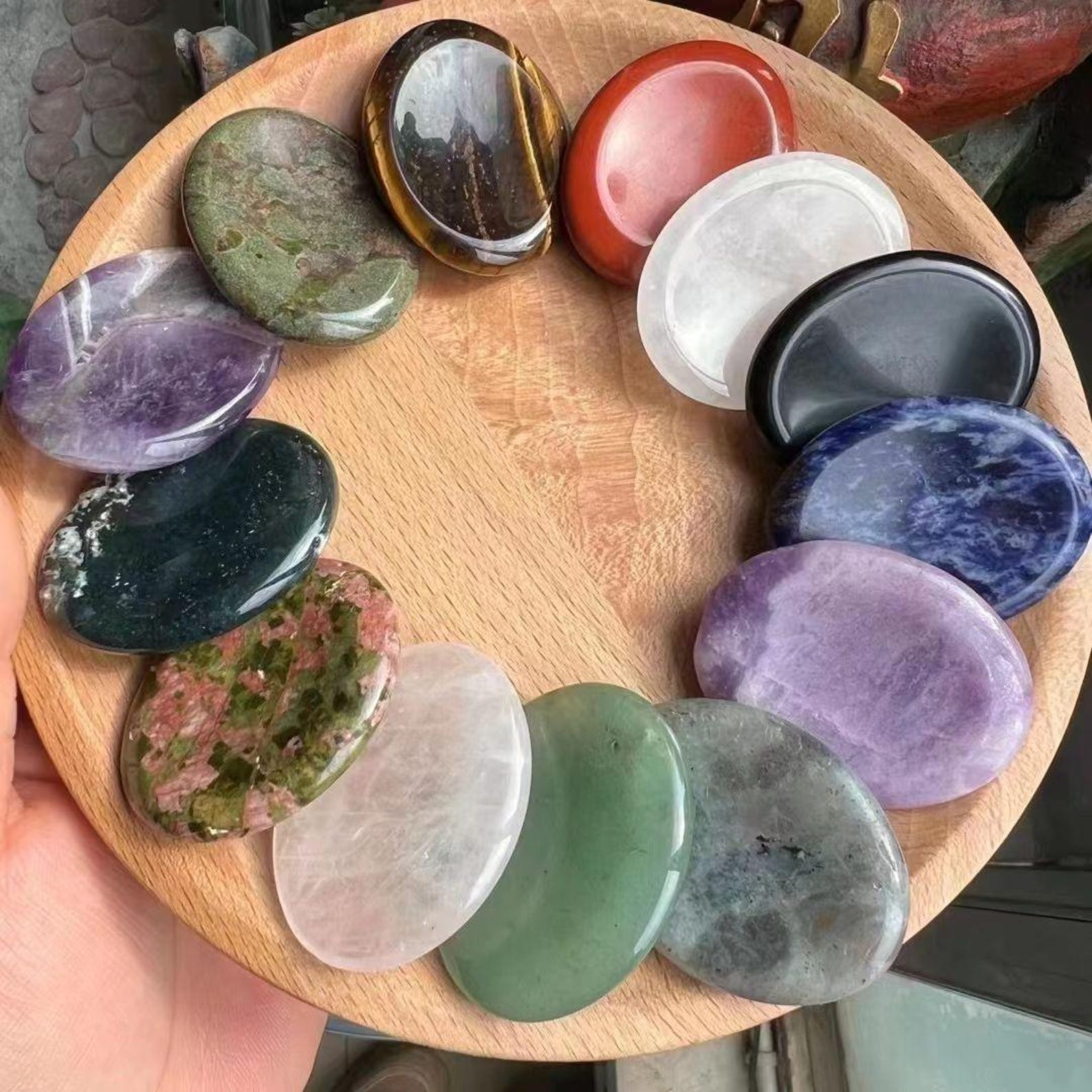 Polished Worry Stone for Anxiety Relief, Smooth Palm Crystal for Meditation